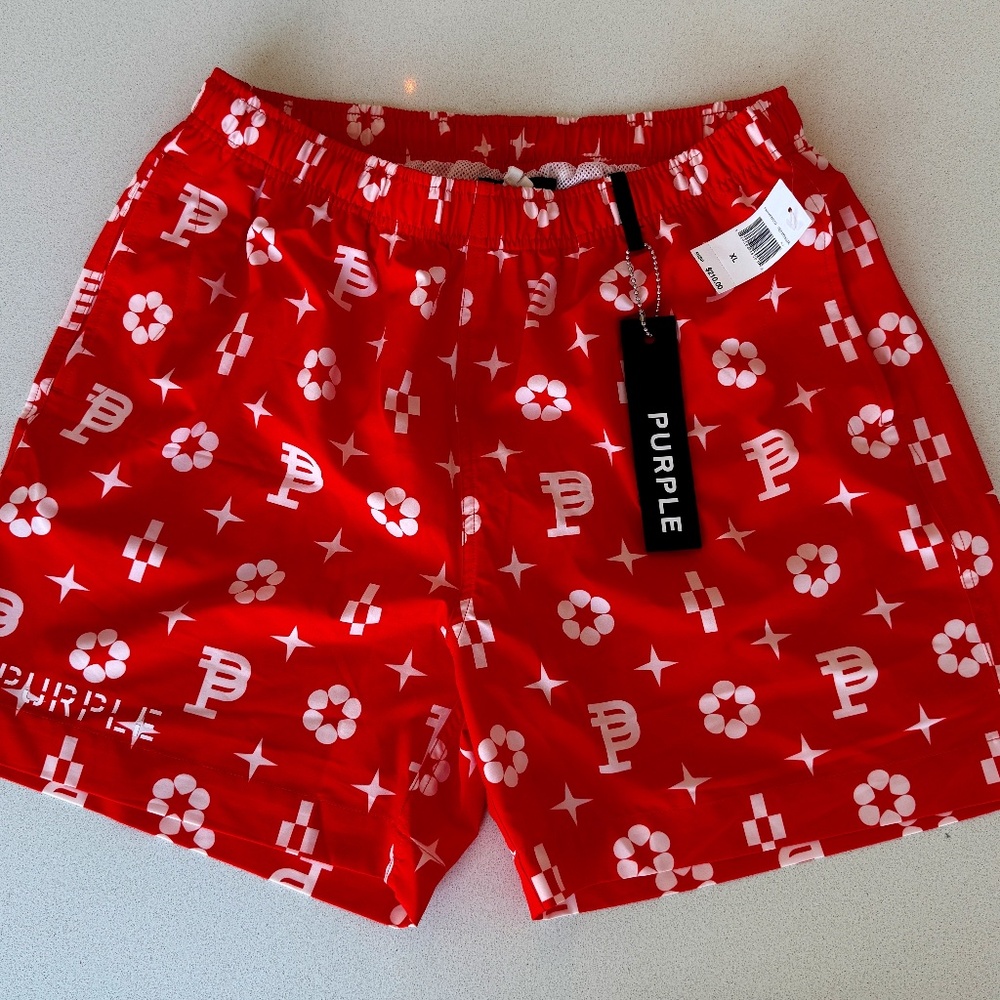 NEW Purple Brand - Red Monogram shorts